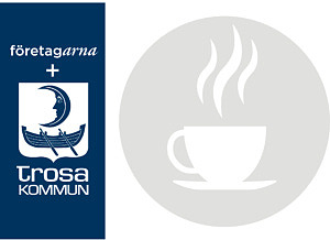 Dekorativ bild med piktogram på kaffekopp samt Trosa kommuns och Företagarnas loggor.