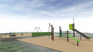 Digital visualisering av lekplats.