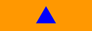 Symbolen för civilt försvar. En blå triangel på orange bakgrund.