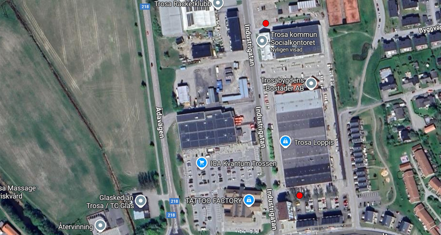 Kartbild över industrigatan.